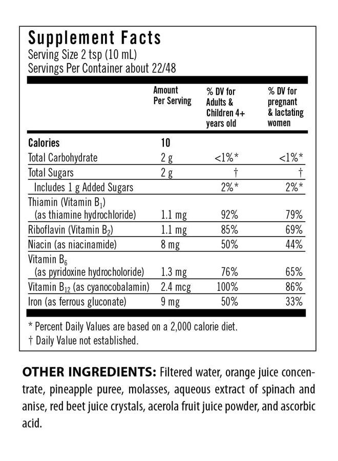 Flora Iron with B-Vitamin Complex - Helps Maintain Healthy Iron Levels - Non-Constipating, Highly Absorbable - Vitamin-B & Liquid Iron - Vegan Supplement - Yeast & Gluten Free, 7.7-oz. Glass Bottle - Image 2