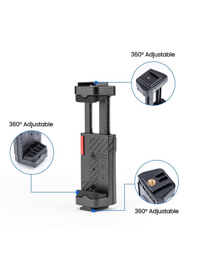 Fotopro Phone Tripod Mount Cold Shoe Universal Cell Phone Adjustable Mount Adapter for Monopod Selfie Stick Desktop Tripod Video Vlogging Photograph  - Image 4