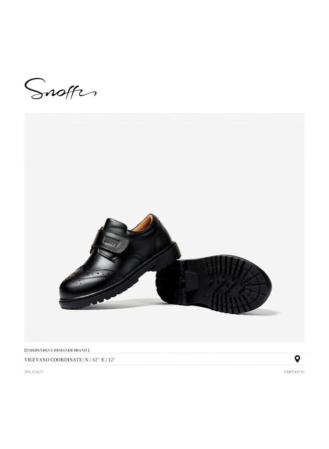 Snoffy Sinafei Boys' Leather Shoes, Spring And Autumn, Top-grain Cowhide, Children's School Performance Black Leather Shoes, Big Kids' Loafers, Black, Size 35 - Image 4