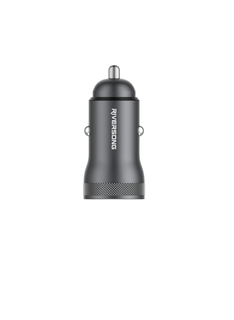 RIVERSONG RIVERSONG Dual Port PD20W And Qc3.0 Car Charger, CC20, Gun Silver  - Image 4