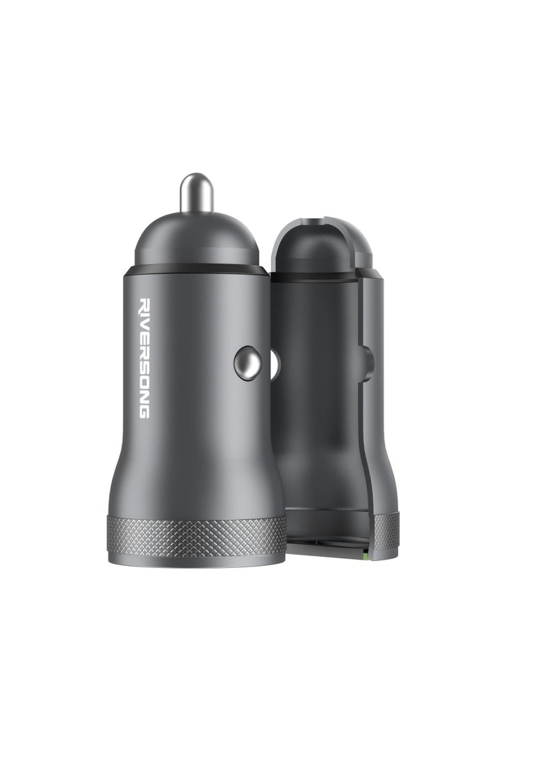 RIVERSONG RIVERSONG Dual Port PD20W And Qc3.0 Car Charger, CC20, Gun Silver  - Image 5