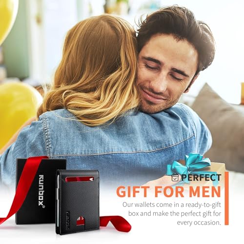 RUNBOX Slim Wallets for Men - Leather Money Clip Mens Wallet - RFID Blocking Front Pocket Bifold Wallet - Thin Credit Card Holder with Gift Box - Image 5