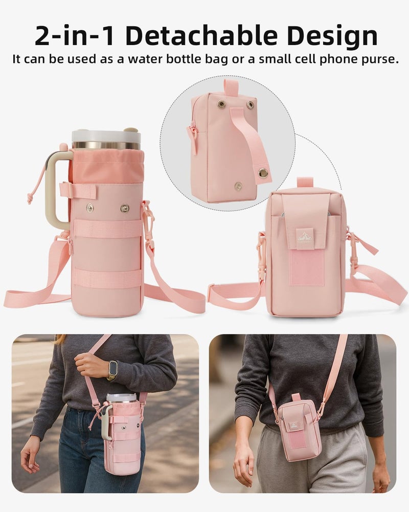 Nefeeko Magnetic Water Bottle Bag, Bottle holder for Gym â€“ Detachable 2-in-1 Design | Fits 40OZ Bottles | Durable Oxford Fabric | Ideal for Fitness/Golf/Tennis/Hiking (Pink) - Image 5