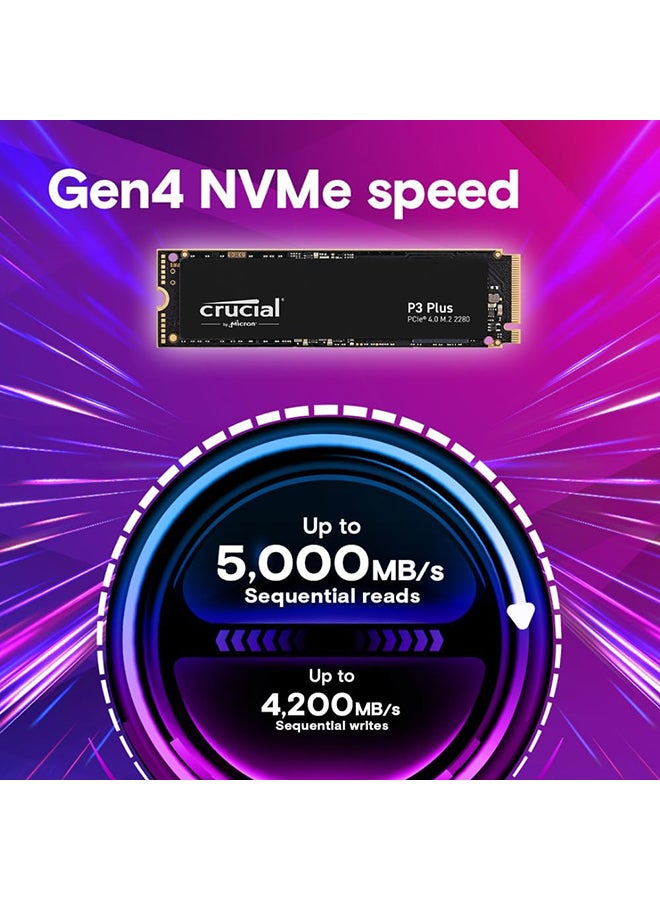 كروشيال P3 Plus PCIe 4.0 3D NAND NVMe M.2 Ssd، بسرعة تصل إلى 5000 ميجا بايت/ثانية CT1000P3PSSD8 1 تيرابايت - Image 2
