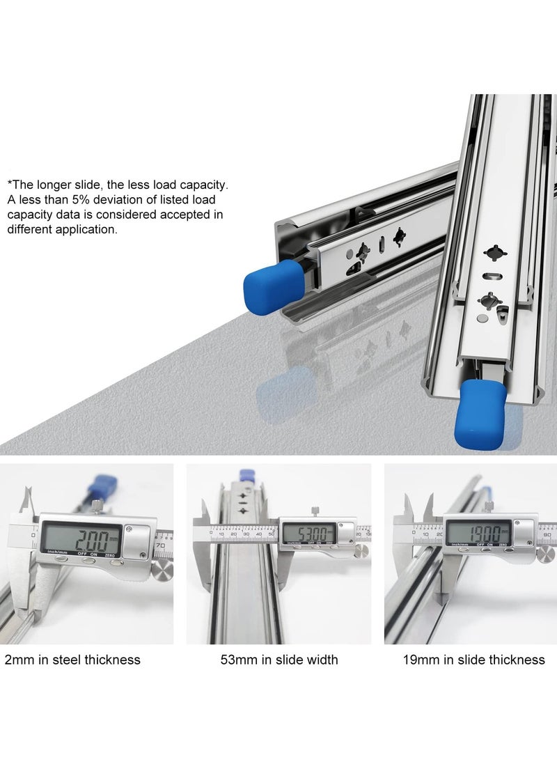 سيوسي زوج واحد من مجاري الأدراج شديدة التحمل مع قفل 350 مم، منزلق درج قفل صناعي قوي، تمديد كامل، رسم عداء جانبي، حامل كروي كامل التمديد للجرف، أقصى حمولة 120 كجم - Image 5