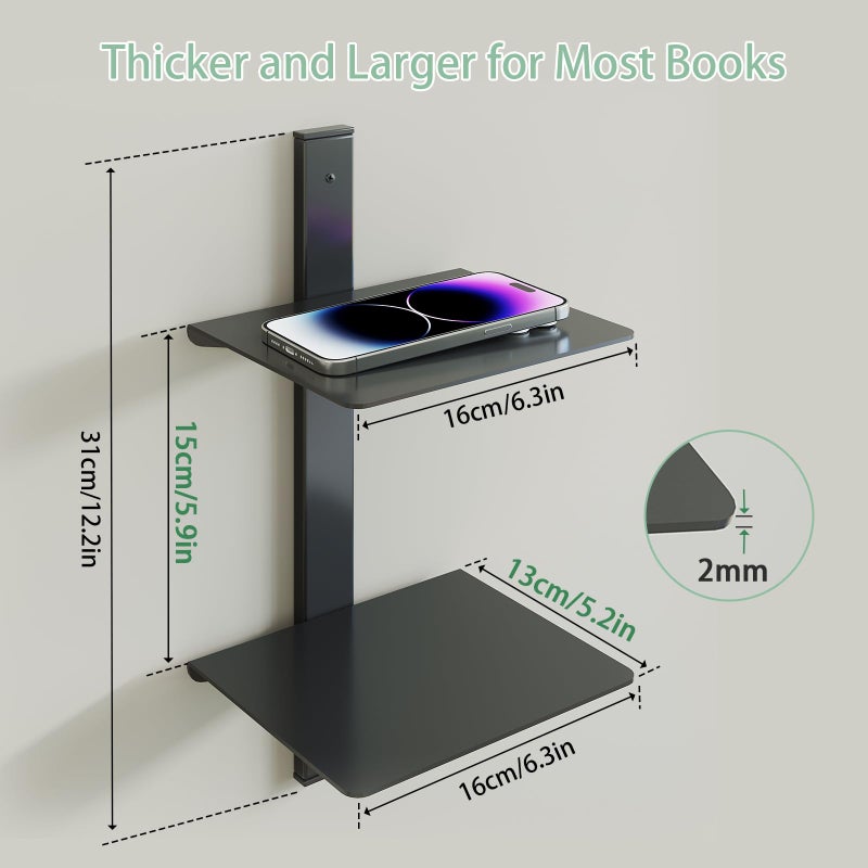 ART-GIFTREE Floating Book Shelves for Wall, 4 Tier Invisible Floating Bookshelf, Vertical Spine Book Tower, Wall Mounted & Space Saving, Heavy Duty Metal Book Organizer for Home Office, 2 Pack Black - Image 4