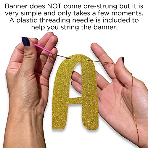 Festiko® Cheers to 25 Years Gold Glitter Banner - 25th Anniversary and Birthday Party Decorations - Image 3