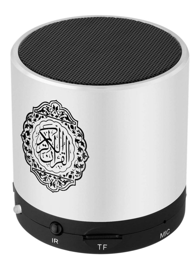 SQ200 Portable Quran Speaker with Remote Control – 8GB MP3 Player, TF Card Slot, FM Radio, USB Rechargeable, Silver - Image 2
