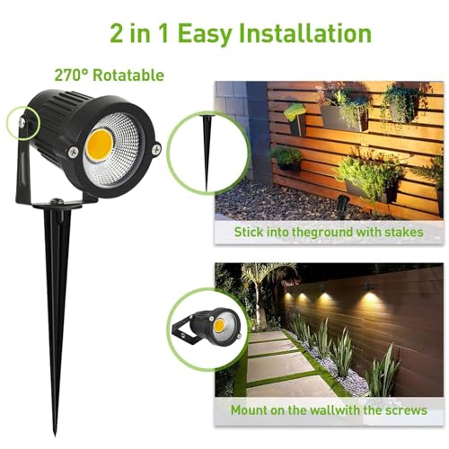 AHSELLUS Low Voltage Landscape Lights Outdoor LED Spotlights Garden Spot Lights Outdoor Pathway Lighting 5W 12V 24V IP66 Waterproof Spike Flood Lighting for Tree(8 Pack) - Image 2