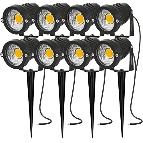 AHSELLUS Low Voltage Landscape Lights Outdoor LED Spotlights Garden Spot Lights Outdoor Pathway Lighting 5W 12V 24V IP66 Waterproof Spike Flood Lighting for Tree(8 Pack) - Image 1