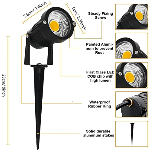 AHSELLUS Low Voltage Landscape Lights Outdoor LED Spotlights Garden Spot Lights Outdoor Pathway Lighting 5W 12V 24V IP66 Waterproof Spike Flood Lighting for Tree(8 Pack) - Image 3
