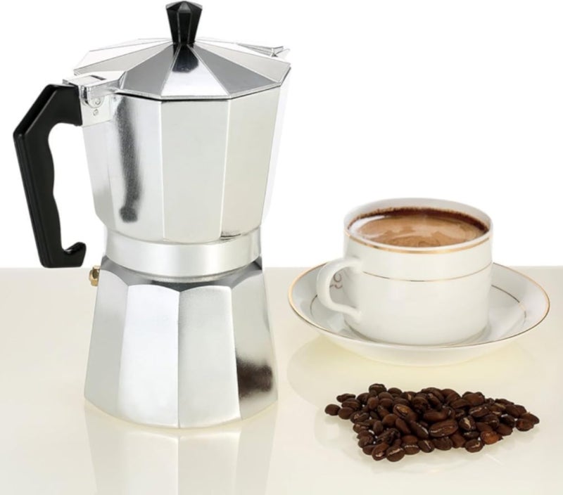 Stovetop Espresso Coffee Maker Turkish Coffee Maker with 6 and 9 Cups High Quality Aluminum Pots, Practical Design, Strong Flavor, Stable Performance for Home and Travel