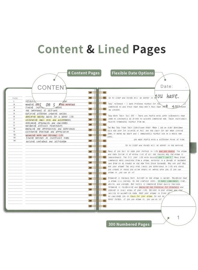 EMSHOI Spiral Notebook College Ruled, 300 Numbered Pages, A4 Large Hardcover Leather, 100 GSM Thick Lined Journal for Women Men Work Writing Journaling Note Taking, 8.27" x 11.2", Light Green - Image 4