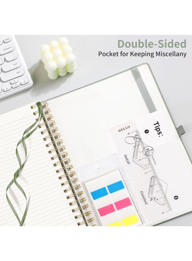 EMSHOI Spiral Notebook College Ruled, 300 Numbered Pages, A4 Large Hardcover Leather, 100 GSM Thick Lined Journal for Women Men Work Writing Journaling Note Taking, 8.27" x 11.2", Light Green - Image 5