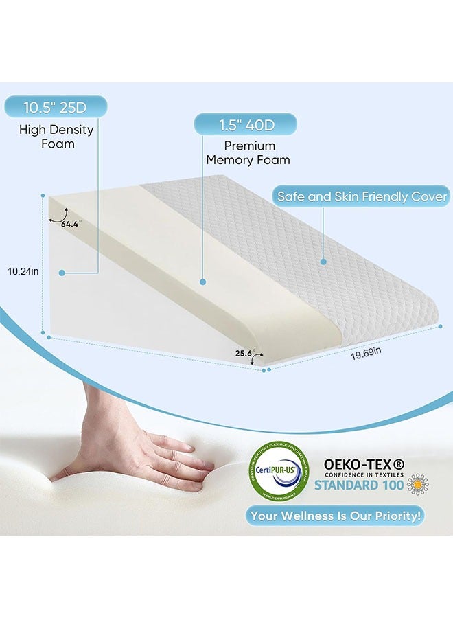 1 pcs Wedge Pillow for Sleeping  Bed Wedge Pillow for After Surgery Triangle Pillow Wedge for Acid RefluxGerd Snoring Post Surgery Leg Back Pain Relief - Soft Memory Foam Top & Washable Cover  - Image 2