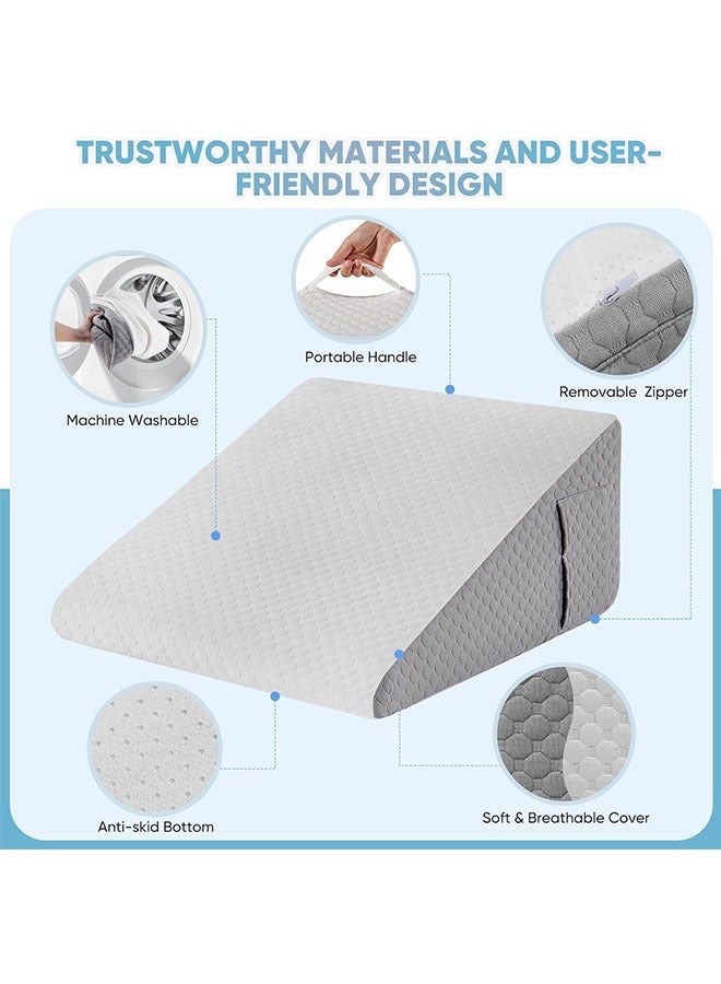 1 pcs Wedge Pillow for Sleeping  Bed Wedge Pillow for After Surgery Triangle Pillow Wedge for Acid RefluxGerd Snoring Post Surgery Leg Back Pain Relief - Soft Memory Foam Top & Washable Cover  - Image 4