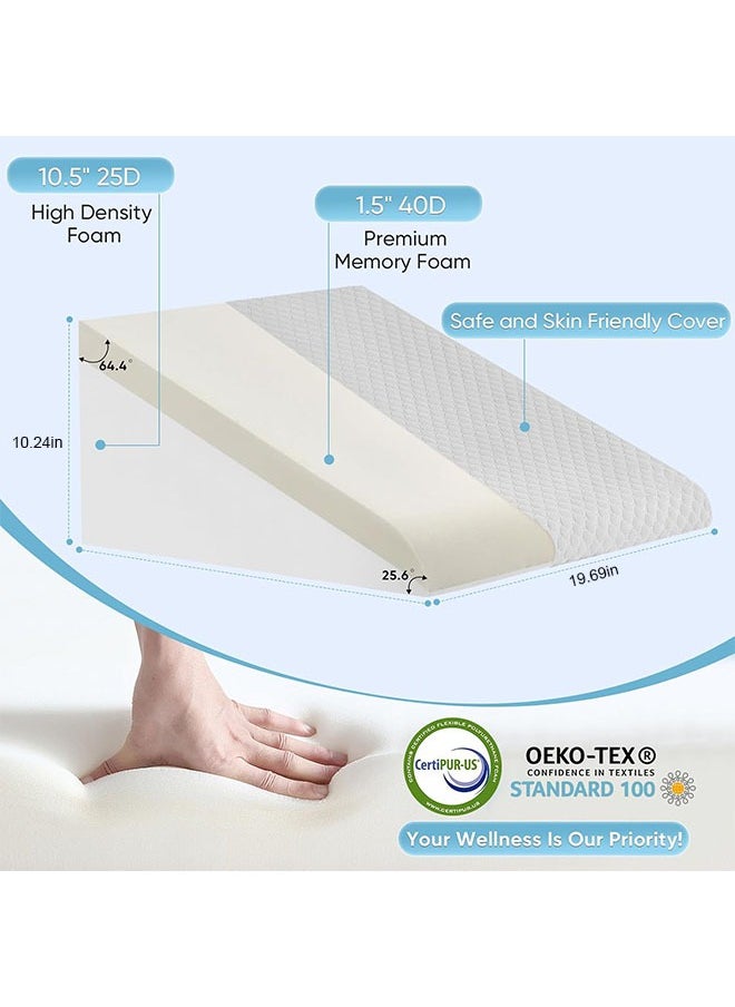 Generic - 1 pcs Wedge Pillow for Sleeping  Bed Wedge Pillow for After Surgery Triangle Pillow Wedge for Acid RefluxGerd Snoring Post Surgery Leg Back Pain Relief - Soft Memory Foam Top & Washable Cover - Image 1
