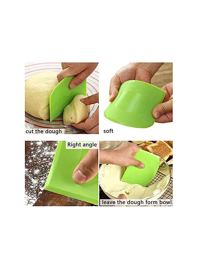 Raxoom 2 Pcs Plastic Dough Scraper Bowl Scraper Food-safe Dough Cutter Flexible Plastic Scraper Bench Scraper Multipurpose Food Scrappers for Dough, Bread, Cake, Cream, Fondant(White+Green) - Image 4