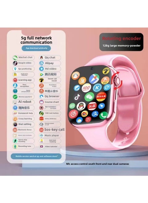 5G Full Netcom Children's Phone Watch Smart Download Video Positioning Boys And Girls Junior High School Primary School Students.-Color:5g Pink Pro [dual Camera Video Payment + Application Any Download] Nfc Access Control + 128g Memory