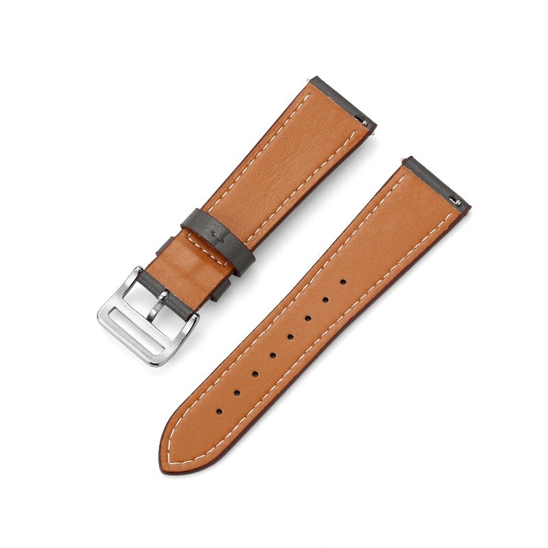 إيروريكس لساعة هواوي واتش جي تي رانر 22 مم، سوار جلدي بإبزيم دبوسي متباين (بني) - Image 3