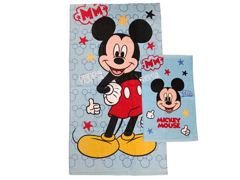 hermet Mickey Mouse Disney Terry Bath Towels Set of 2 Bath Towels Face Towel Bidet Towel Light Blue Cotton 100 Percent Set of 2 Official Product