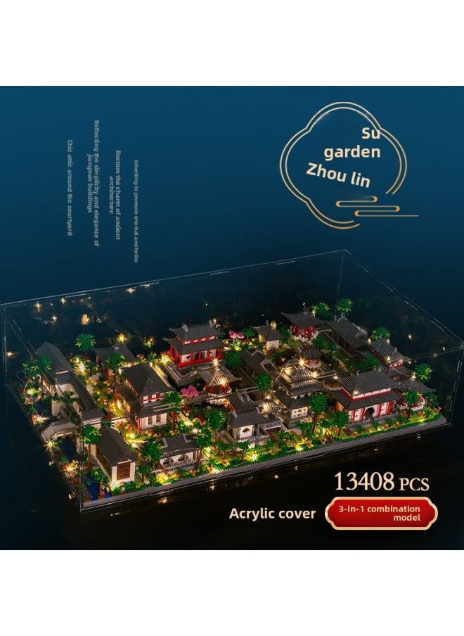 Generic - Compatible With Lego Building Blocks Tian'anmen Disco Castle Nicheng High Difficulty Micro Particle Building Model Assembled Toy-Color:Middle Great Wall + Acrylic Box + Lighting Tools Suit [color Box]] - Image 1