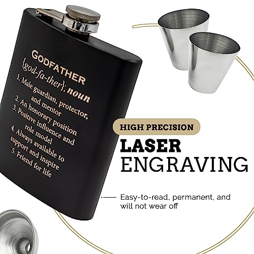 Pretty Inappropriate Engraved Stainless Steel Hip Flask, Unique Will You Be My Godfather Proposal Gift and Baptism Keepsake from Godchild (Definition) - Image 3