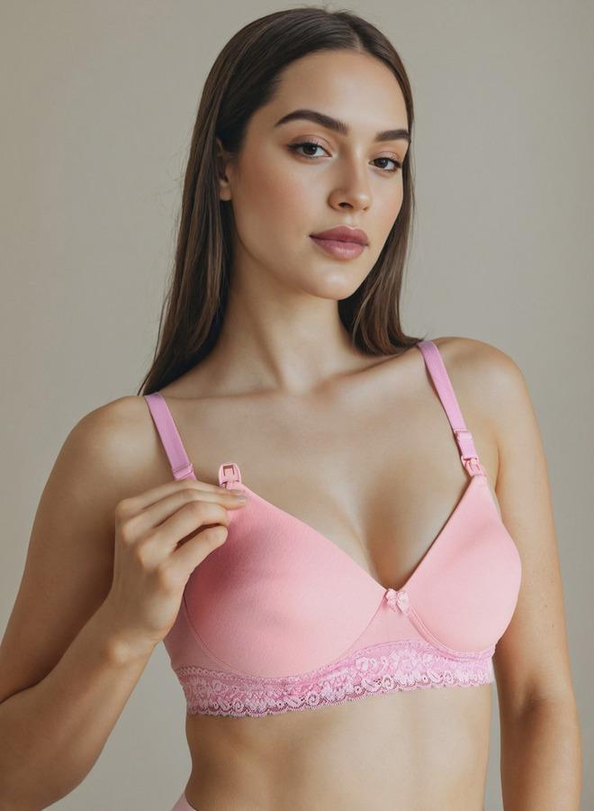 Aadaraya Nursing Bra with Lace Trim - Image 1
