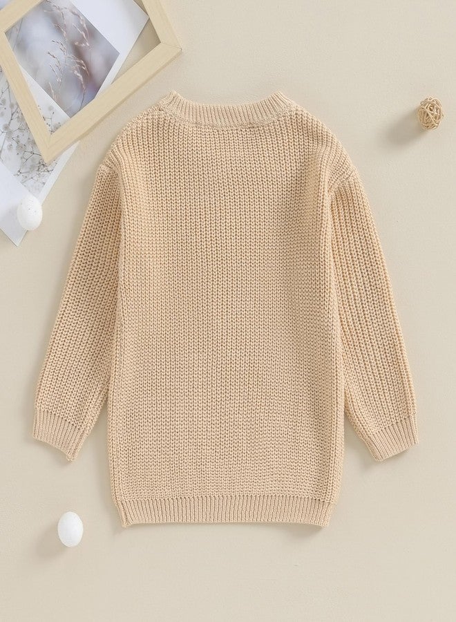 Gureui 3T Toddler Baby Boy Fall Winter Big Little Brother Matching Sweater Long Sleeve Embroidery Knit 2T Infant Clothes 2-3 Years A Khaki - Image 4