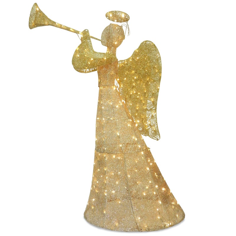National Tree National Tree 60 Inch Champagne Sisal Angel with 210 White LED Lights DF210004C 