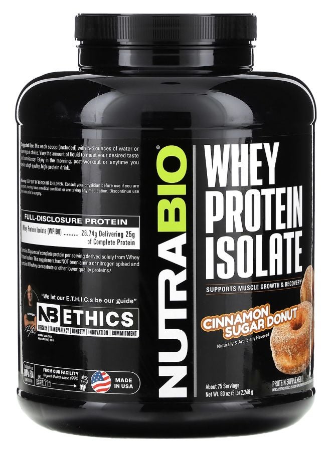NutraBio Whey Protein Isolate Cinnamon Sugar Donut 5 lb (2268 g) - Image 2