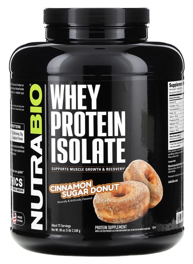 NutraBio Whey Protein Isolate Cinnamon Sugar Donut 5 lb (2268 g) - Image 1