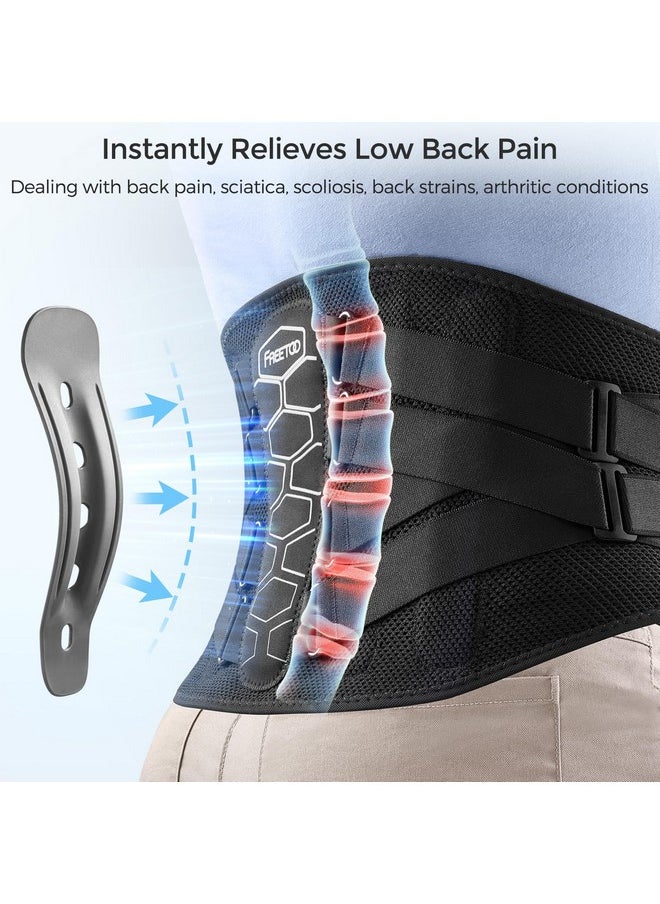 FREETOO FREETOO Back Brace for Lower Back Pain Relief with Pulley System,Lumbar Support Belt for Men & Women with Lumbar Pad, Ergonomic Design and Soft Breathable 3D Knit Material,for Herniated Disc,Sciatica  - Image 1