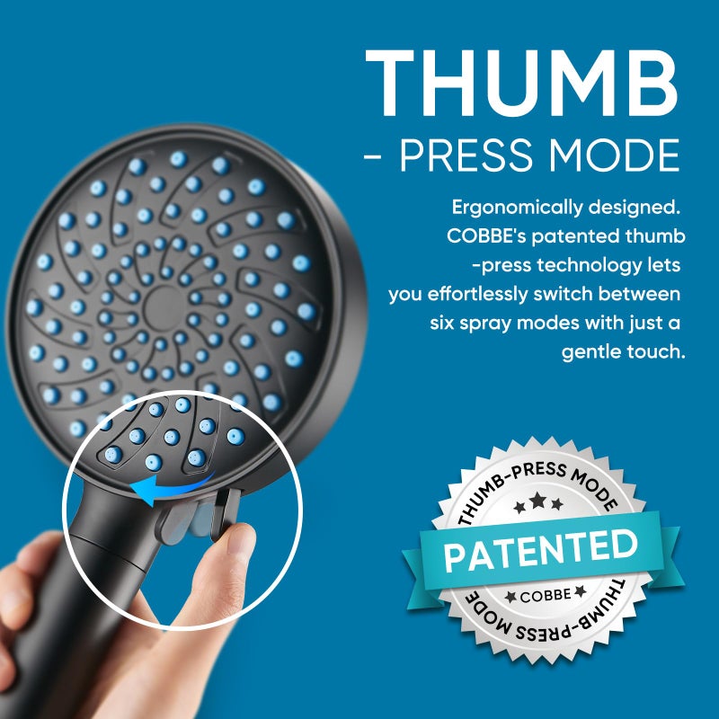 Cobbe Filtered Shower Head with Handheld, High Pressure 7-mode Showerhead with Filters for Hard Water - Remove Chlorine - Reduces Dry Itchy Skin, Patented Paddle Shift Design, Black - Image 3
