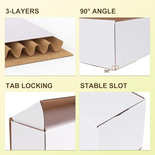 MALANI STORES Corrugated Box Packing box 3.5X3X2.5 inch auto lock mailer corrugated white boxes - 3 PLY Pack of -50 - Image 3