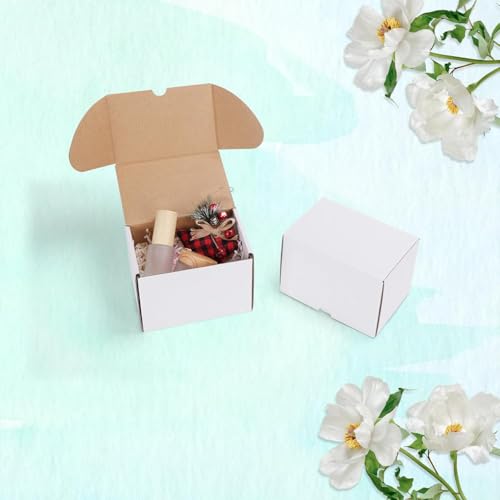 MALANI STORES Corrugated Box Packing box 3.5X3X2.5 inch auto lock mailer corrugated white boxes - 3 PLY Pack of -50 - Image 2
