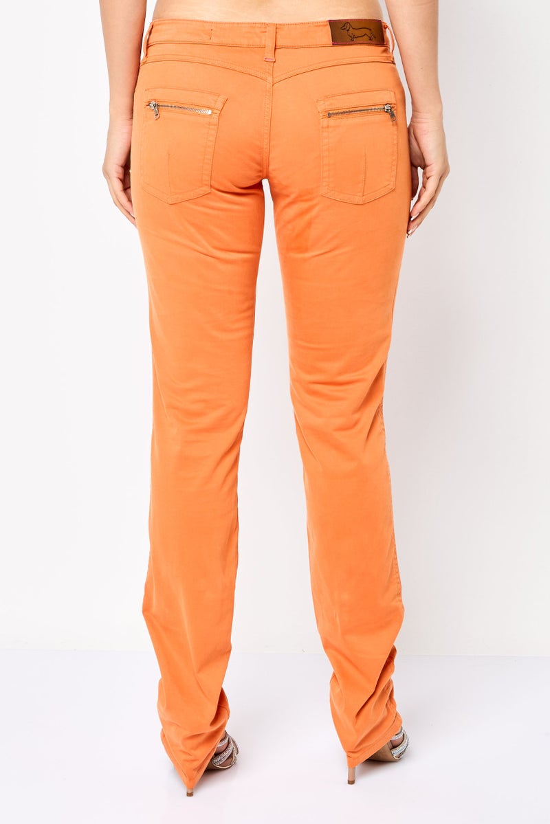 Harmont & Blaine Women Regular Fit Brand Logo Chino Pants, Orange - Image 4