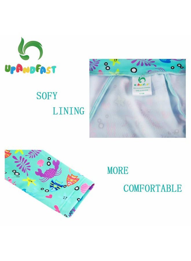 upandfast Baby/Toddler Swimsuit UPF 50+ Sun Protection One Piece Zipper Bathing Suit with Sun Hat Infant Beach Swimwear, Green, 12-18 Months - Image 5