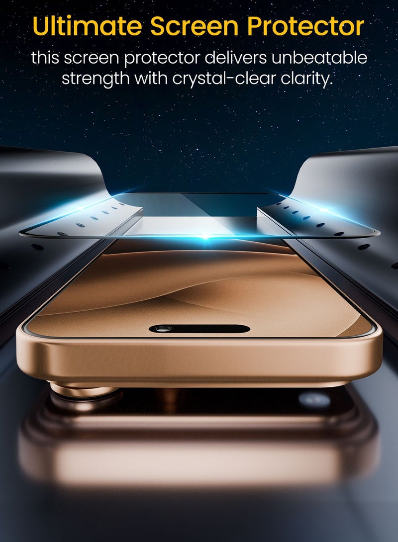 Remson Elite Guard Pro Tempered Glass Screen Protector HD Clear 9H Hardness Full Coverage with Installation Tool Kit compatible for iPhone 17 Pro 6.3-inch 2025 - Image 2