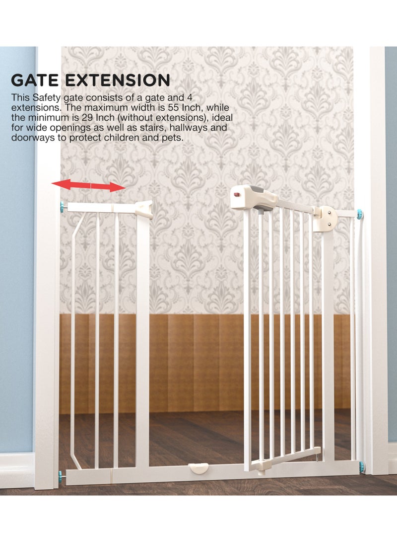 BAYBEE 75 Cm Auto Close Safety Baby Gate for Kids, Extra Tall Wide Child Gate Kids Safety Baby Fence | Easy Walk Thru Durability Dog Gate Baby Safety Gate for Home, Stairs, Doorways & Kitchen White - Image 5