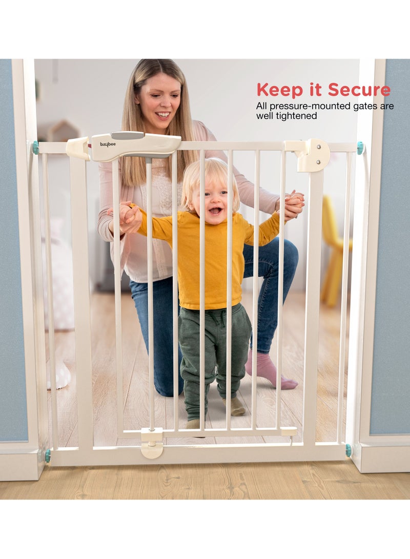 BAYBEE 75 Cm Auto Close Safety Baby Gate for Kids, Extra Tall Wide Child Gate Kids Safety Baby Fence | Easy Walk Thru Durability Dog Gate Baby Safety Gate for Home, Stairs, Doorways & Kitchen White - Image 3
