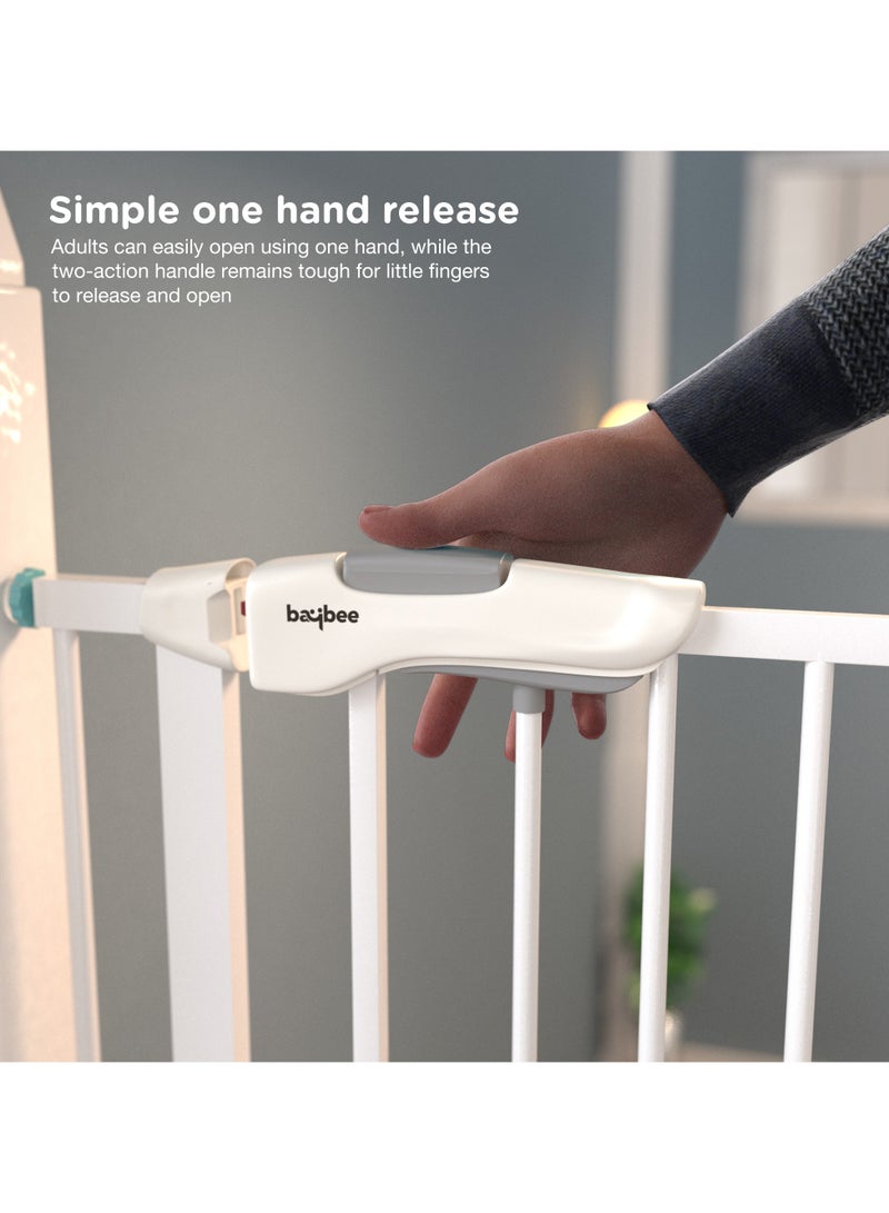 BAYBEE 75 Cm Auto Close Safety Baby Gate for Kids, Extra Tall Wide Child Gate Kids Safety Baby Fence | Easy Walk Thru Durability Dog Gate Baby Safety Gate for Home, Stairs, Doorways & Kitchen White - Image 4
