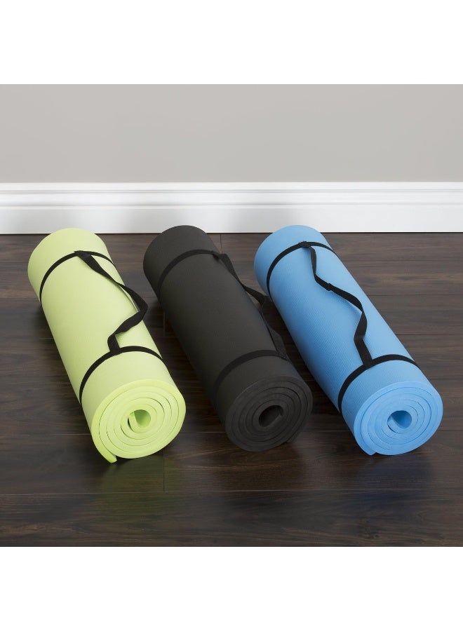 Wakeman Thick Yoga Mat - Double Sided 1/2-Inch Workout Mat - 72x24-Inch Exercise Mat for Home Gym Fitness or Pilates with Carrying Strap by Wakeman  - Image 1