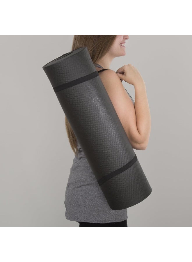 Wakeman Thick Yoga Mat - Double Sided 1/2-Inch Workout Mat - 72x24-Inch Exercise Mat for Home Gym Fitness or Pilates with Carrying Strap by Wakeman  - Image 2