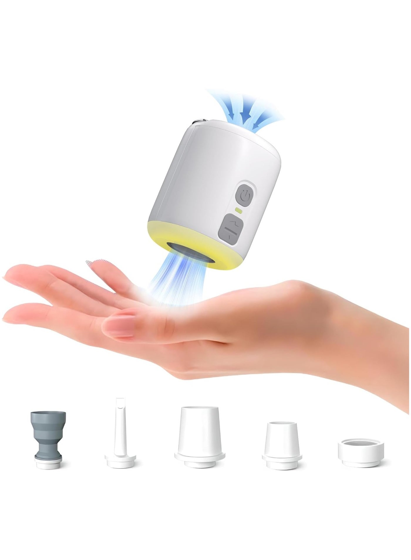 Mini Air Pump Ultralight Rechargeable 1600mAh Electric Air Pump 4kPa Portable Air Pump with Multifunctional Camping Light and Magnetic, Air Mattress Pump for Air Bed, Pool Floats, Vacuum Storage Bag
