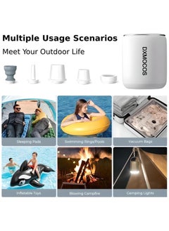 Dxmocos Mini Air Pump Ultralight Rechargeable 1600mAh Electric Air Pump 4kPa Portable Air Pump with Multifunctional Camping Light and Magnetic, Air Mattress Pump for Air Bed, Pool Floats, Vacuum Storage Bag  - Image 4