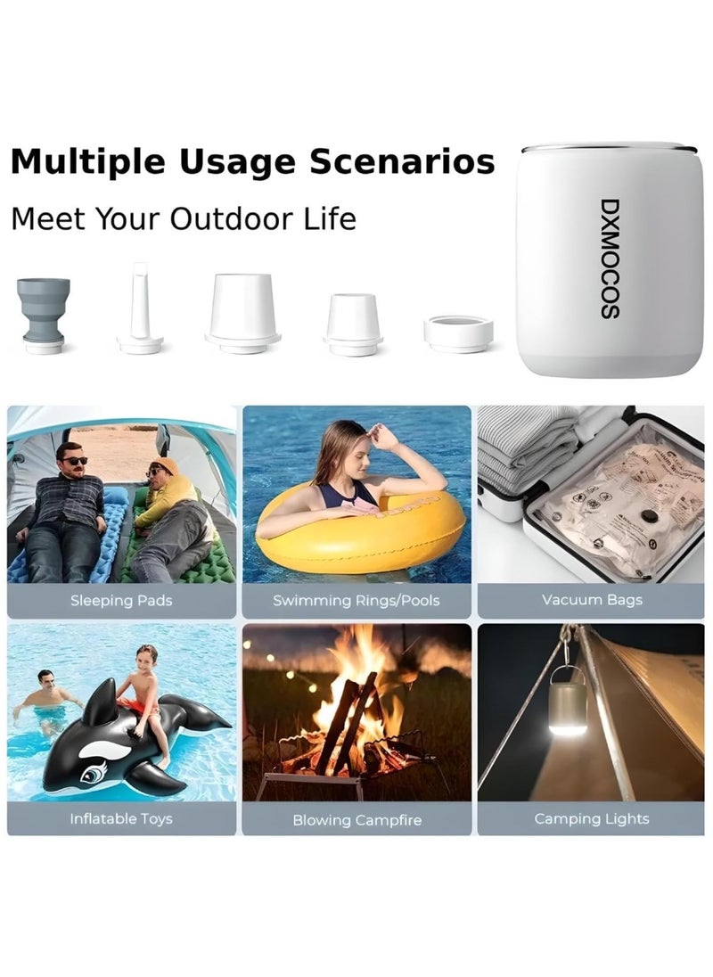 Dxmocos Mini Air Pump Ultralight Rechargeable 1600mAh Electric Air Pump 4kPa Portable Air Pump with Multifunctional Camping Light and Magnetic, Air Mattress Pump for Air Bed, Pool Floats, Vacuum Storage Bag  - Image 4