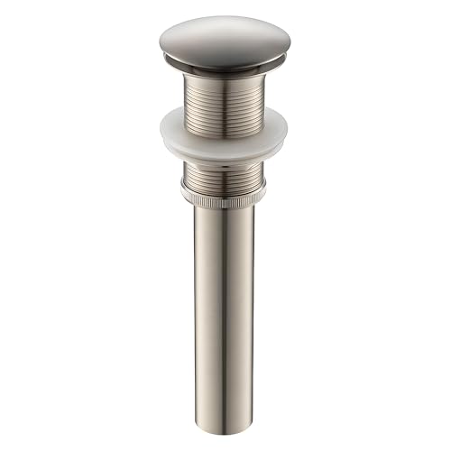 Yodel Faucet Vessel Sink Drain Without Overflow - Bathroom Sink Drain Stopper - Pop Up Drain All Metal - Big Cap Fit for Vessel or Undermount Sink,Brushed Nickel,YDPOP-1 - Image 1