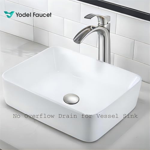 Yodel Faucet Vessel Sink Drain Without Overflow - Bathroom Sink Drain Stopper - Pop Up Drain All Metal - Big Cap Fit for Vessel or Undermount Sink,Brushed Nickel,YDPOP-1 - Image 5