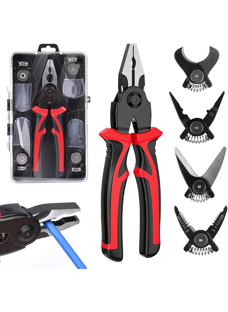 MATSON MATSON 5 in 1 Multifunctional Pliers Set Wire Stripper Tools Set Includes Cable Cutters Wire Stripper Crimping Plier Linesman Pliers Scissor Interchangeable Pliers with Storage Case  - Image 1